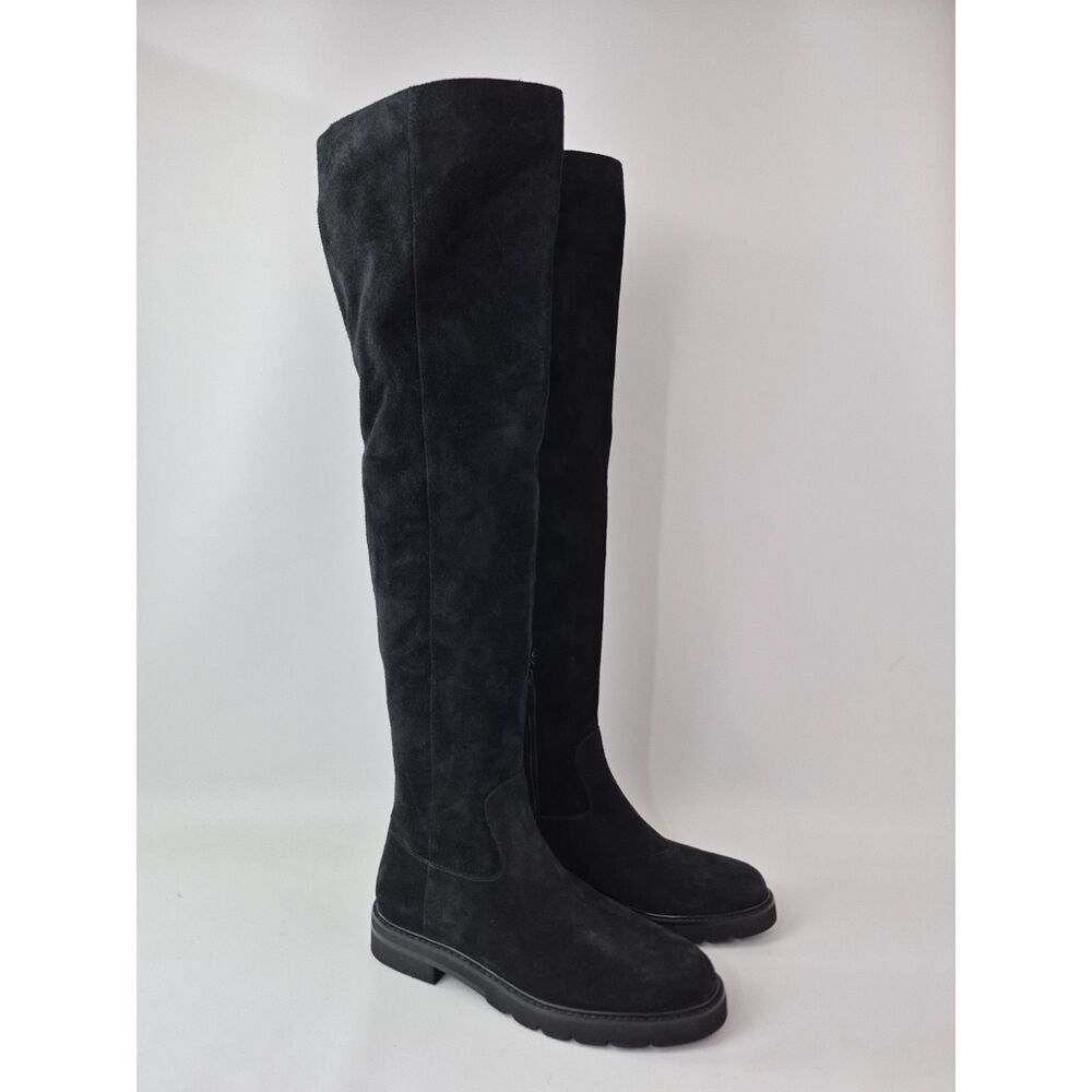 Stuart Weitzman Women's Black Chicago Lug Suede Over-the-knee Boots Size 8